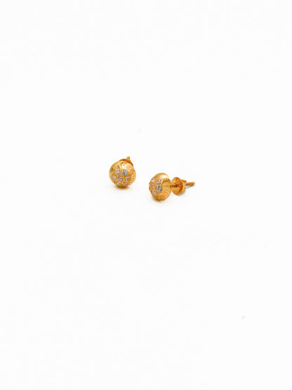 22ct Gold CZ Ball Stud Earrings - Roop Darshan