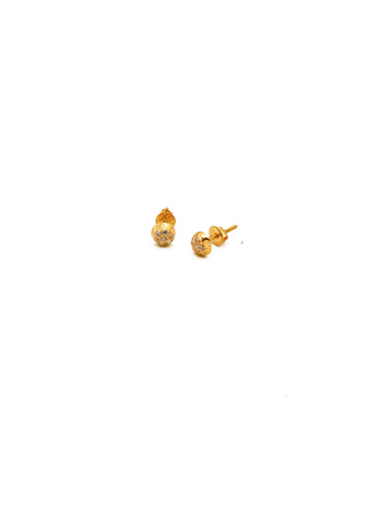 22ct Gold CZ Ball Stud Earrings - Roop Darshan