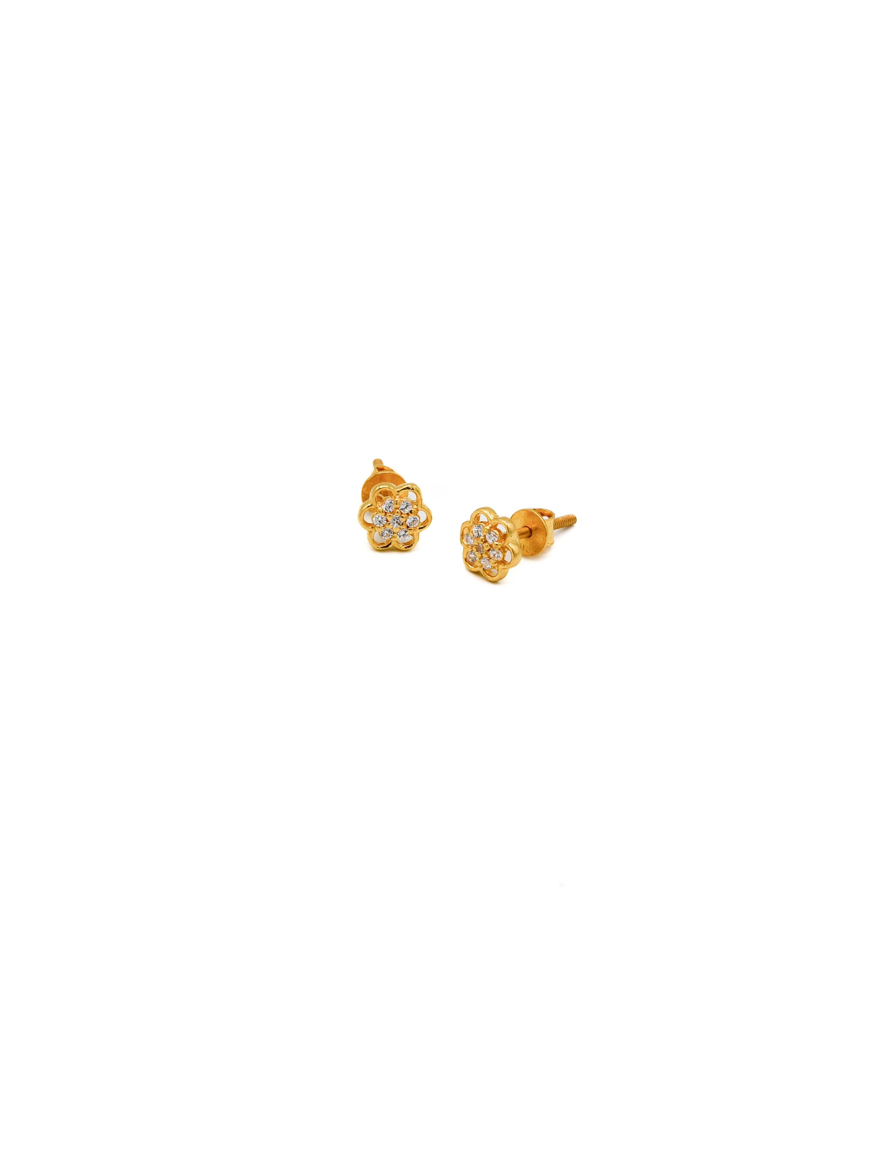22ct Gold CZ Stud Earrings - Roop Darshan