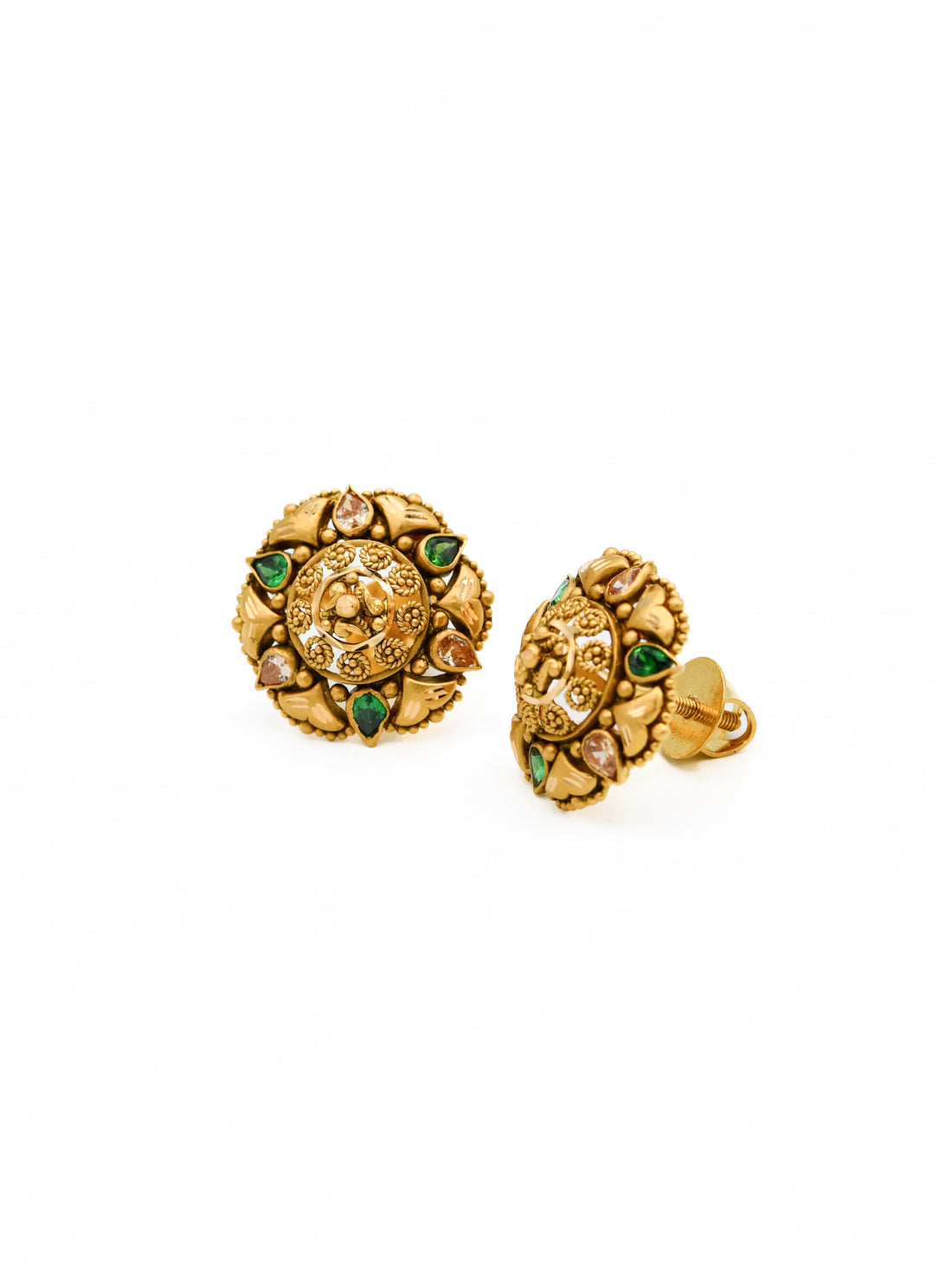 22ct Gold Antique Green CZ Tops - Roop Darshan