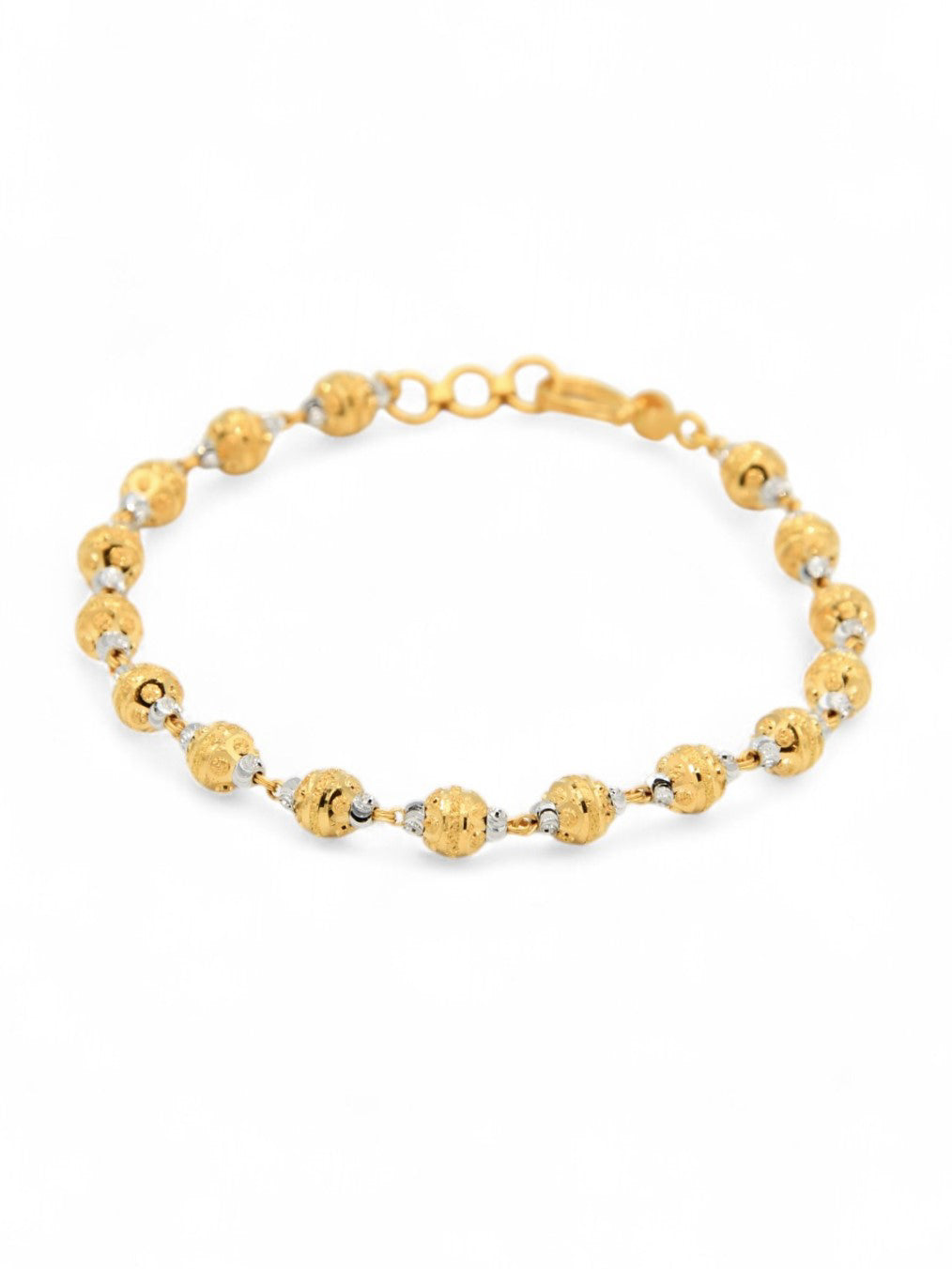 22ct Gold Two Tone Ball Ladies Bracelet