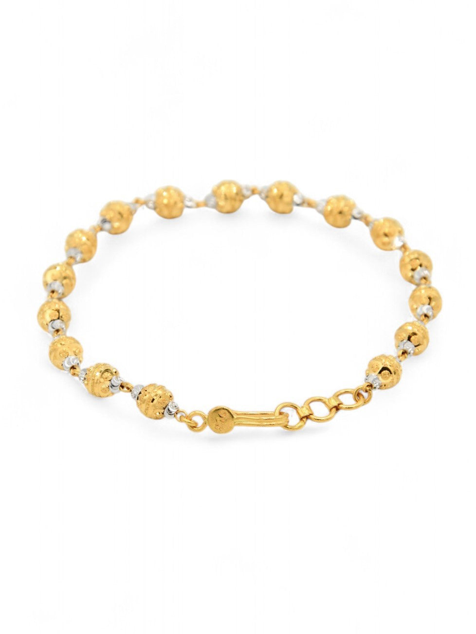 22ct Gold Two Tone Ball Ladies Bracelet