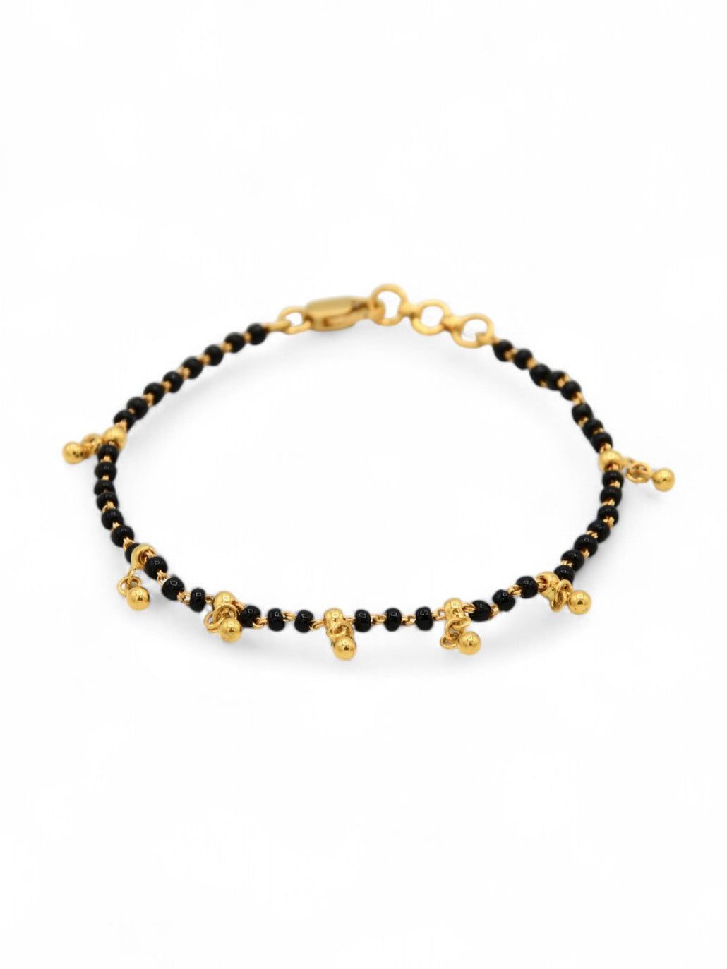 22ct Gold Ball Black Beads Ladies Bracelet