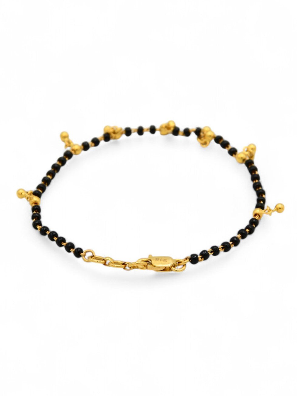 22ct Gold Ball Black Beads Ladies Bracelet