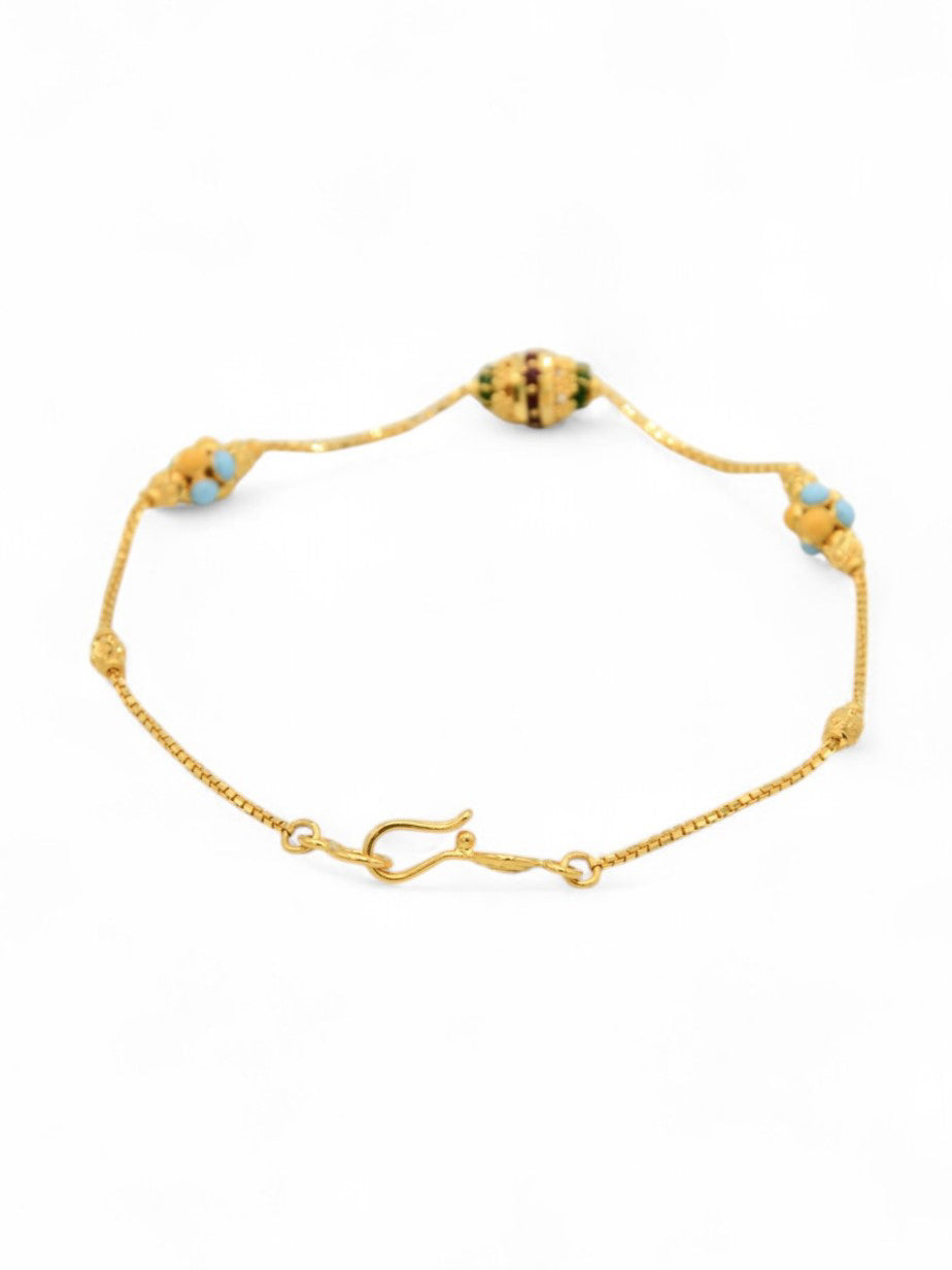 22ct Gold Minakari Ball Ladies Bracelet