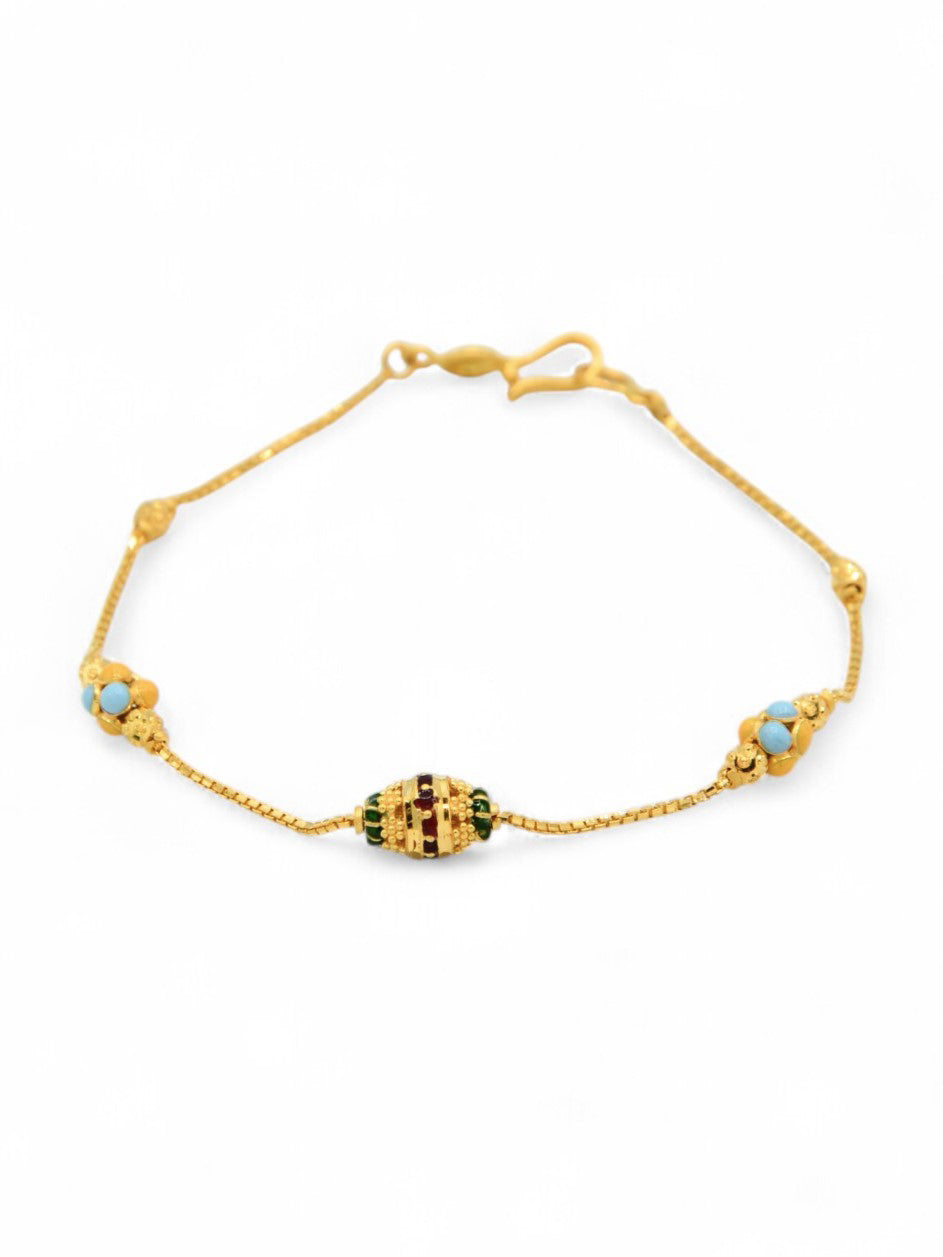 22ct Gold Minakari Ball Ladies Bracelet