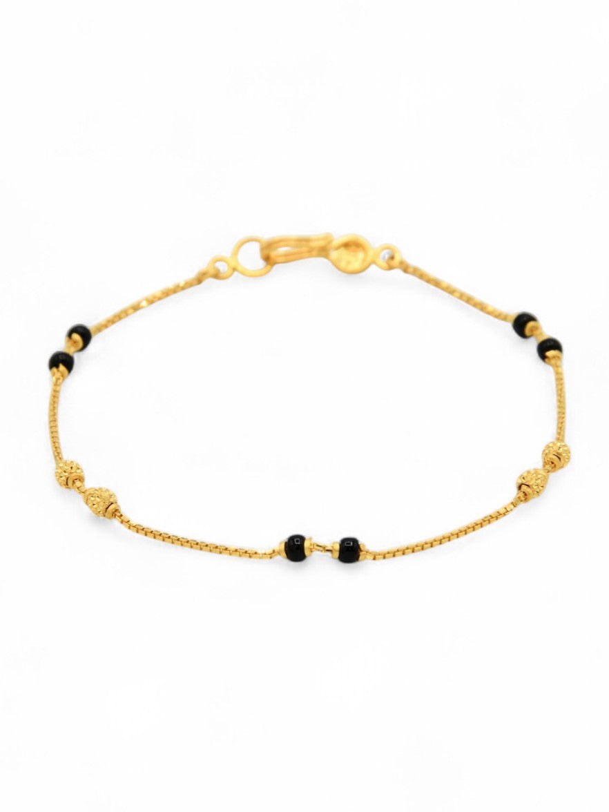 22ct Gold Black Beads Ladies Bracelet