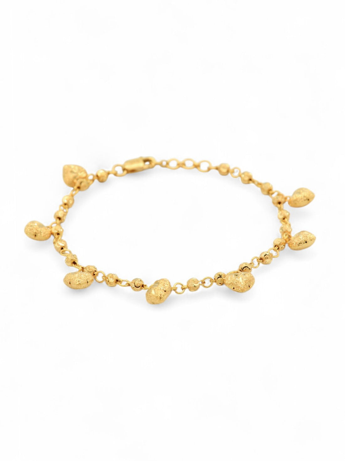22ct Gold Heart Charms Ladies Bracelet