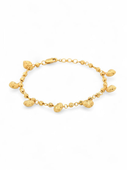 22ct Gold Heart Charms Ladies Bracelet