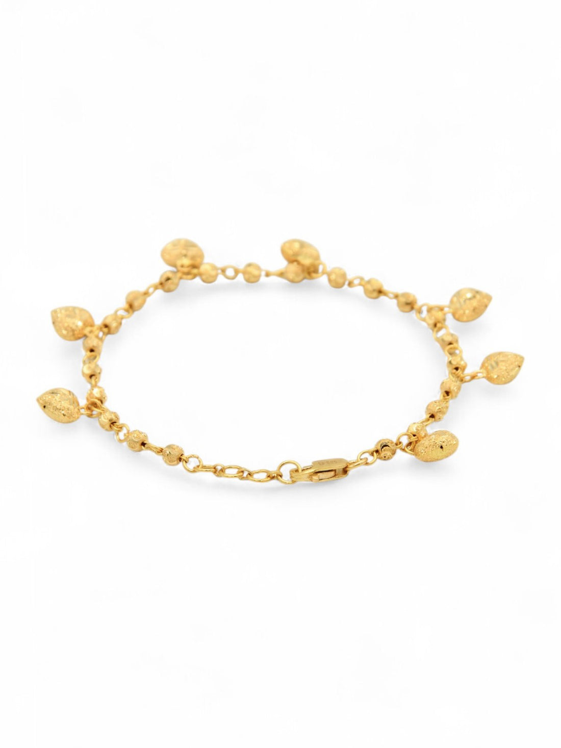 22ct Gold Heart Charms Ladies Bracelet