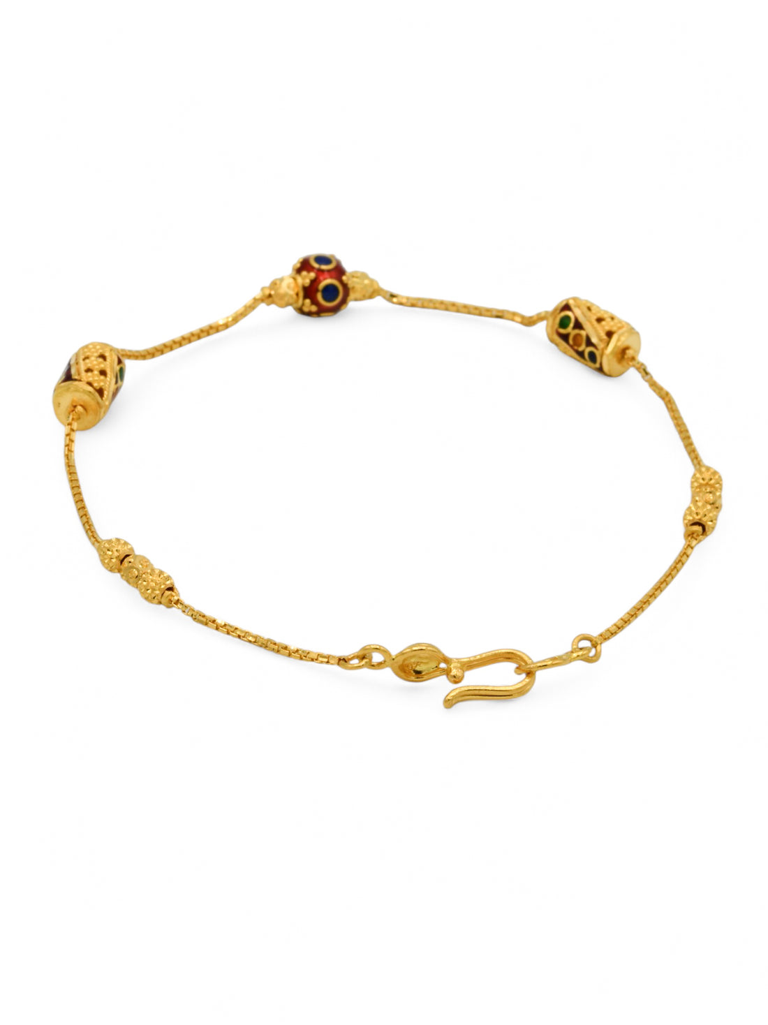 22ct Gold Minakari Ball Ladies Bracelet - Roop Darshan