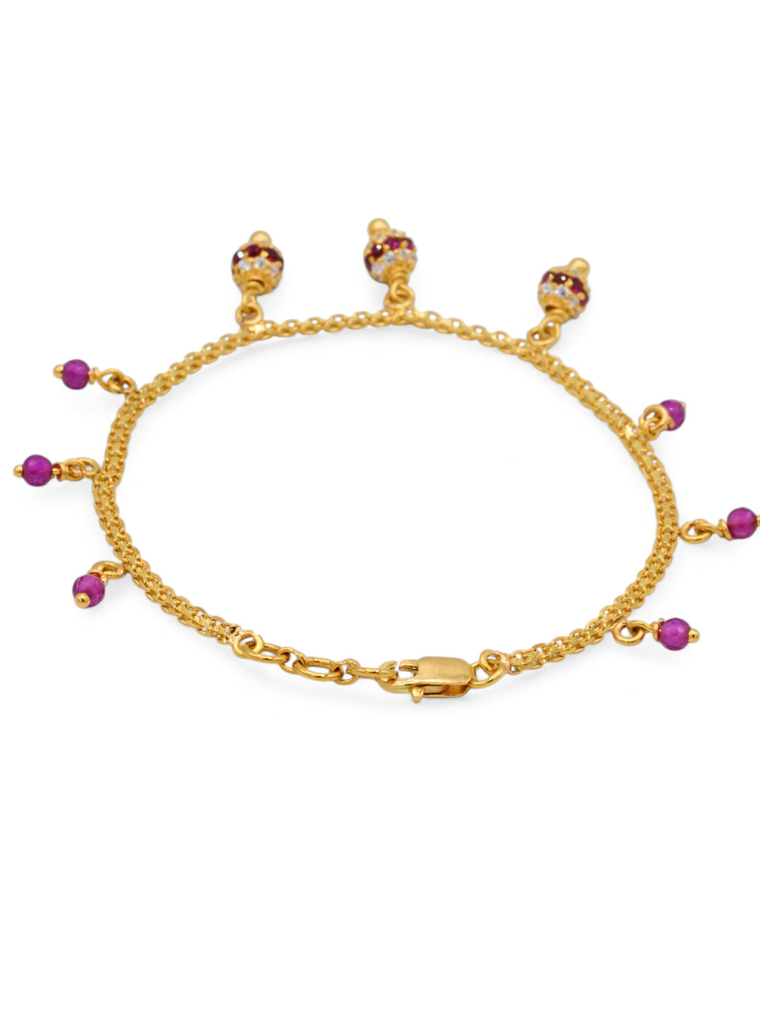 22ct Gold CZ Ball Charms Ladies Bracelet