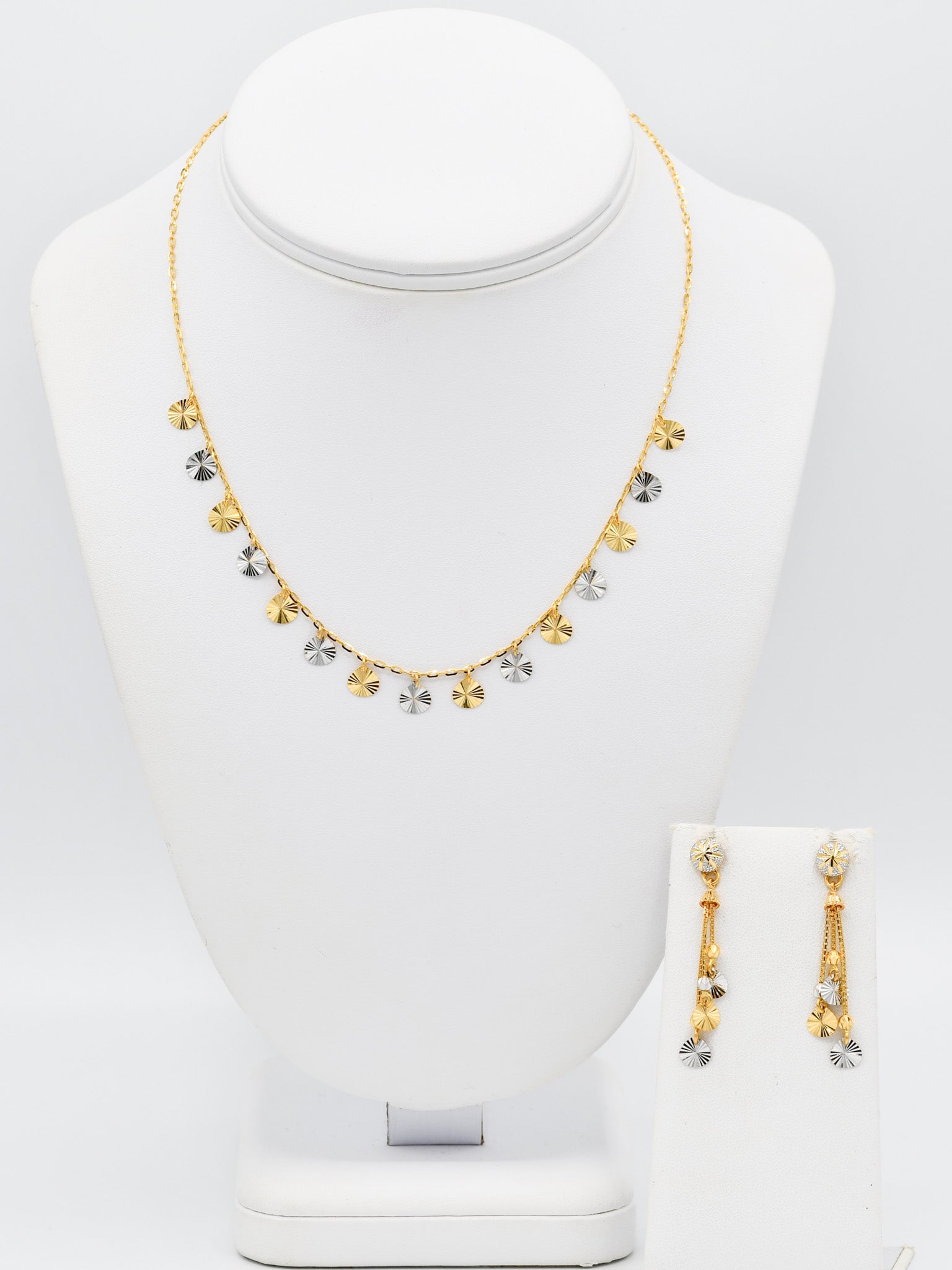 22ct Gold Two Tone Charms Necklace Set - Roop Darshan