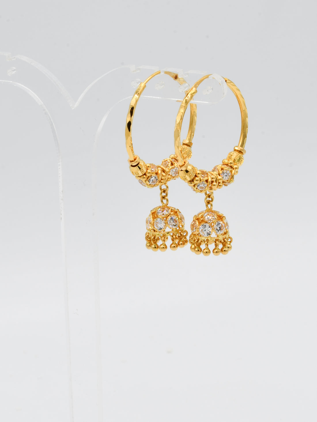22ct Gold CZ Ball Jhumki Bali