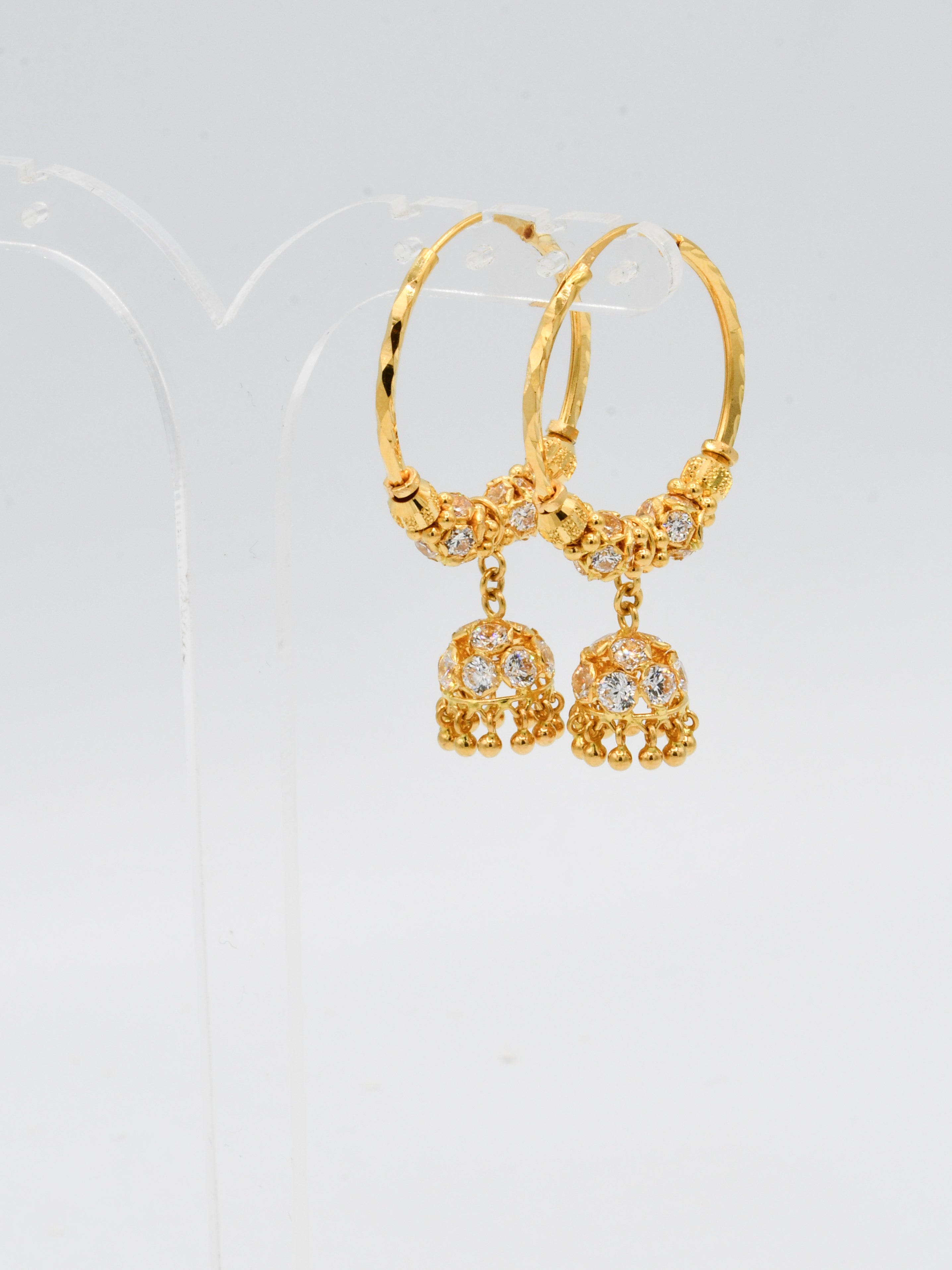 22ct Gold CZ Ball Jhumki Bali