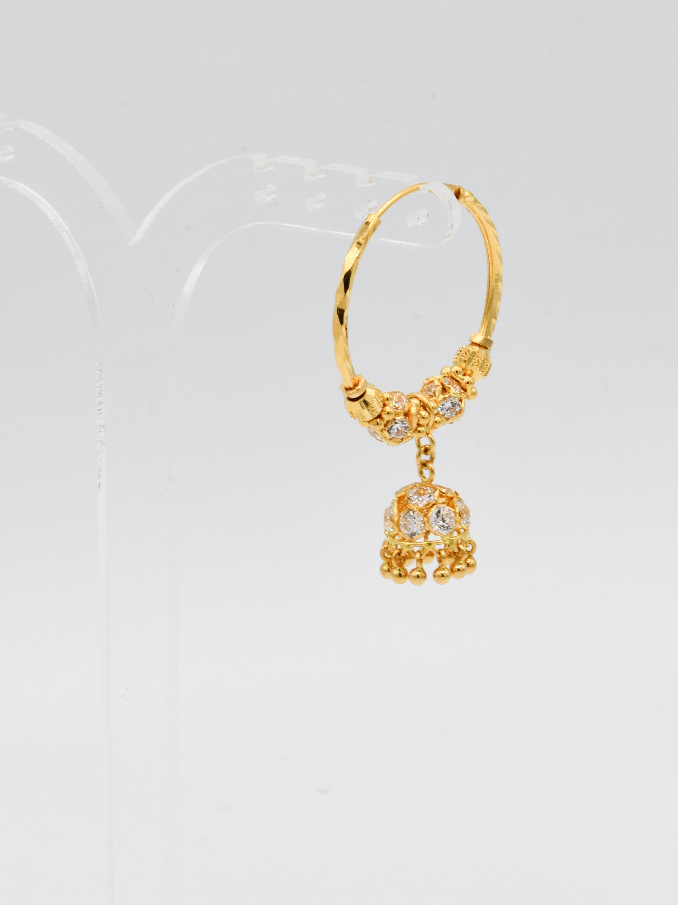 22ct Gold CZ Ball Jhumki Bali