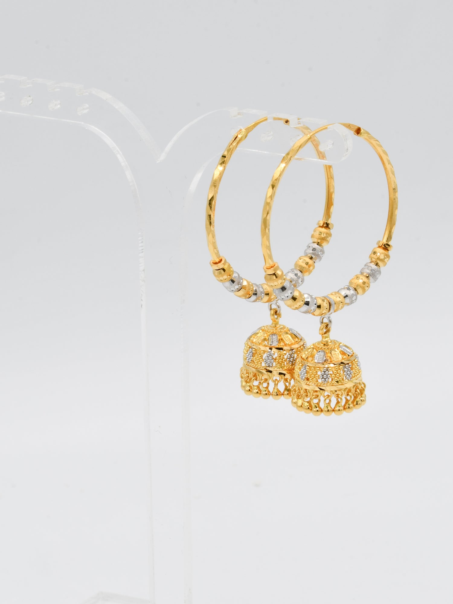 22ct Gold Two Tone Ball Jhumki Bali - Roop Darshan