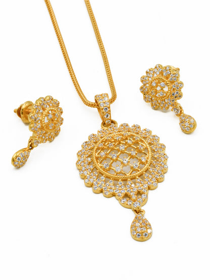 22ct Gold CZ Pendant Set - Roop Darshan
