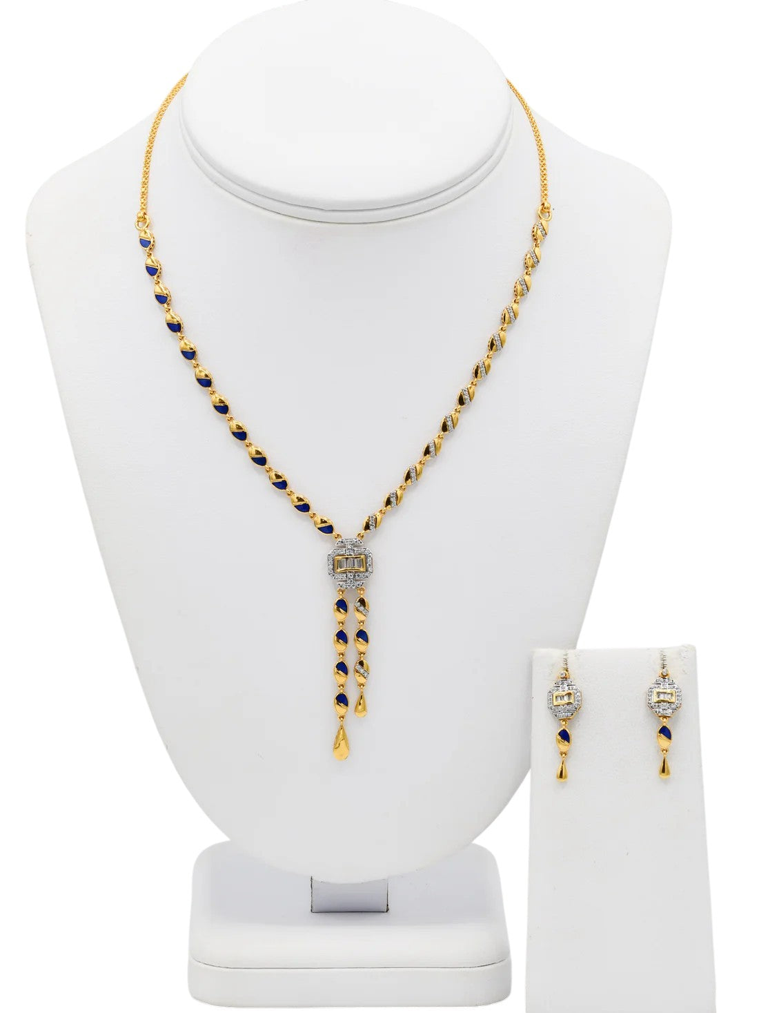22ct Gold CZ Minakari Necklace Set - Roop Darshan