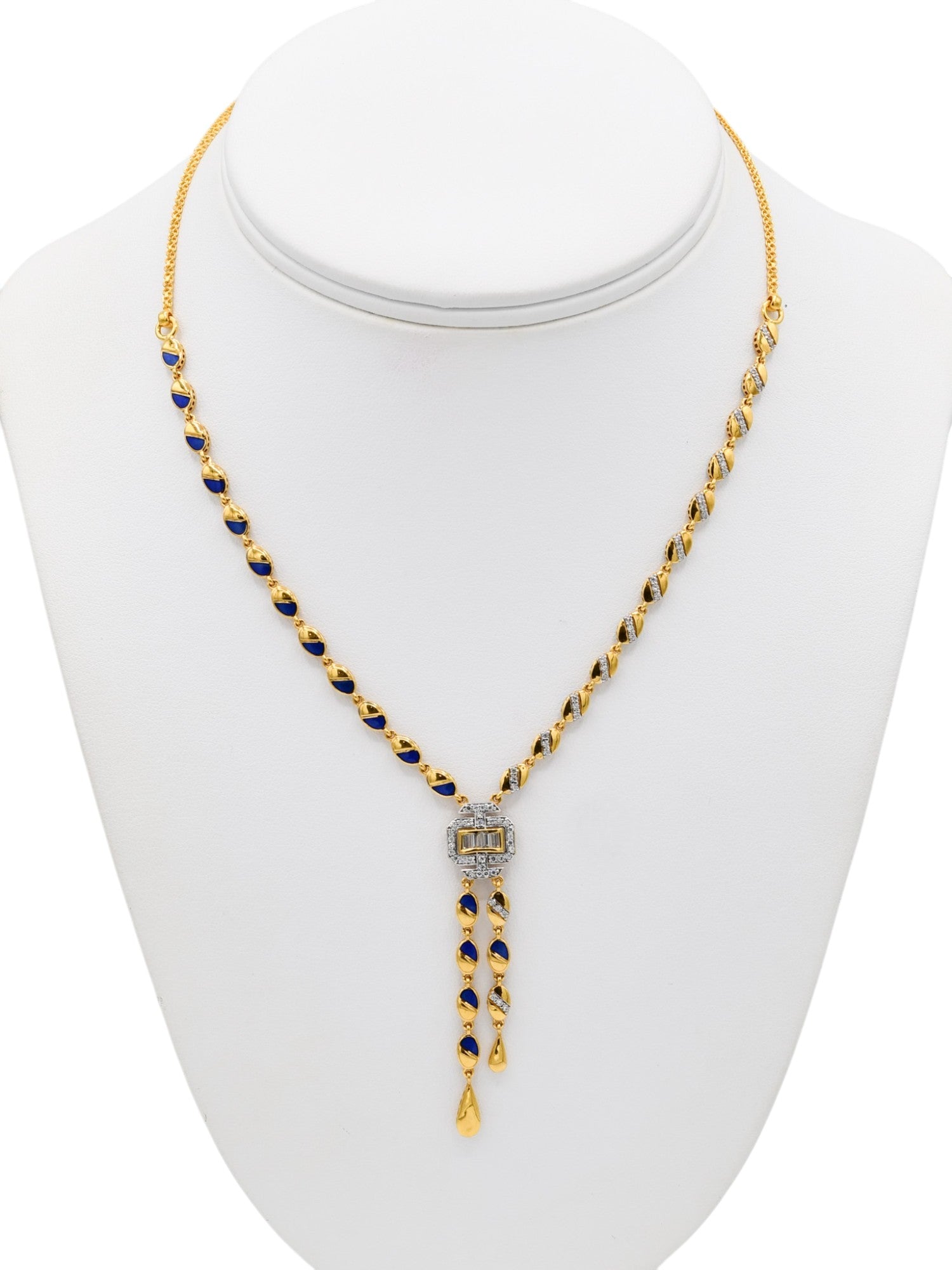 22ct Gold CZ Minakari Necklace Set - Roop Darshan