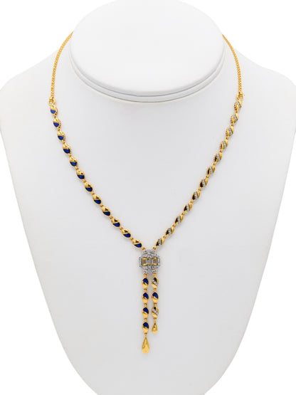 22ct Gold CZ Minakari Necklace Set - Roop Darshan