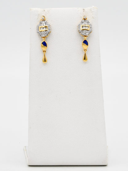 22ct Gold CZ Minakari Necklace Set - Roop Darshan