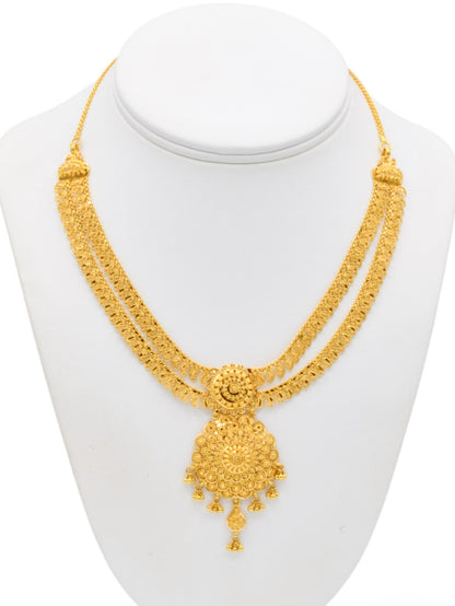 22ct Gold 2 Row Necklace Set - Roop Darshan