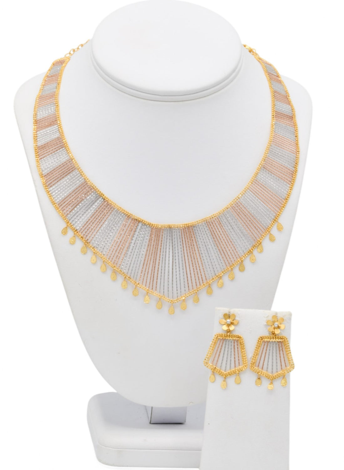22ct Rose Gold Two Tone Necklace Set - Roop Darshan