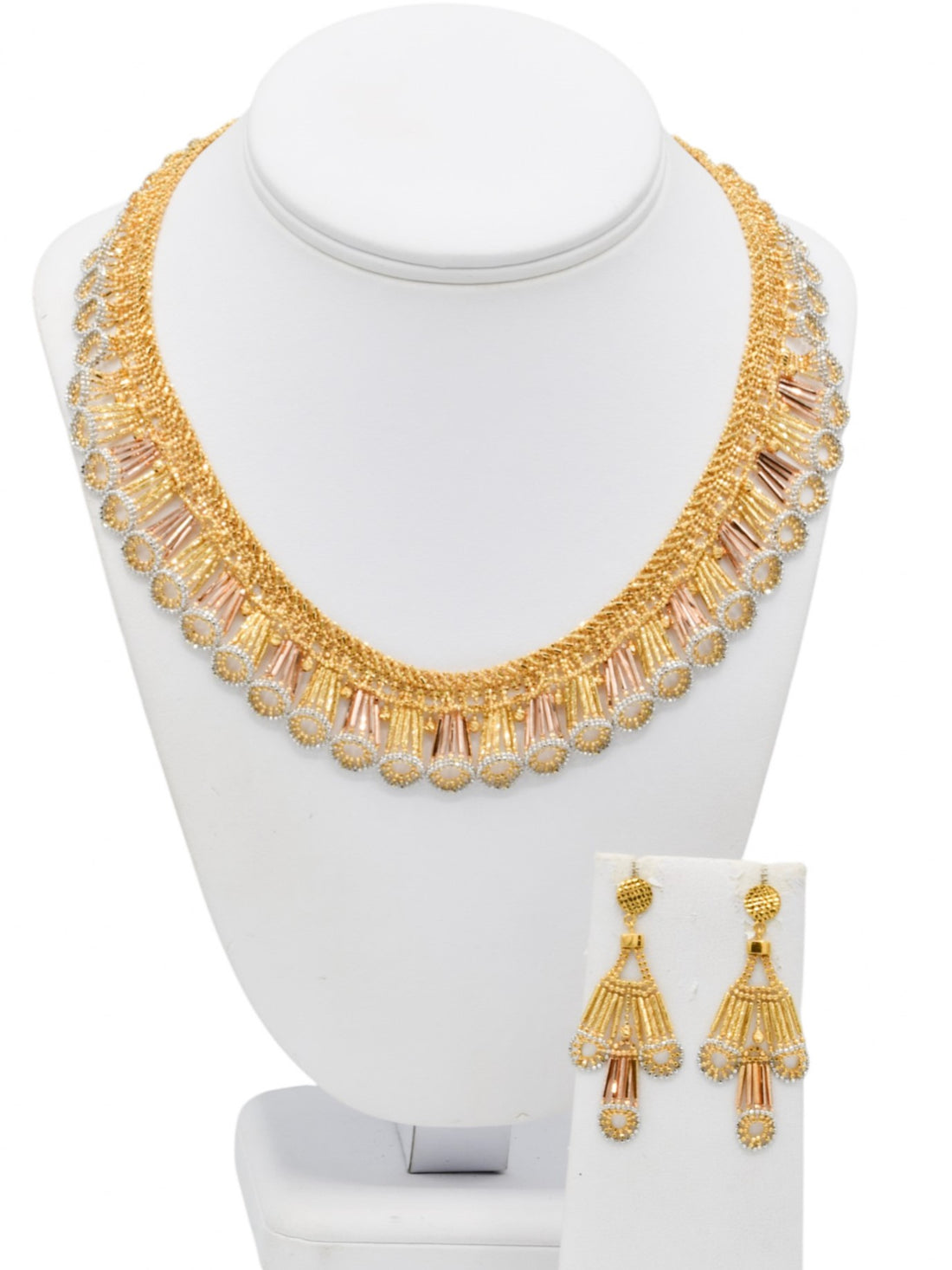 22ct Rose Gold Two Tone Necklace Set - Roop Darshan