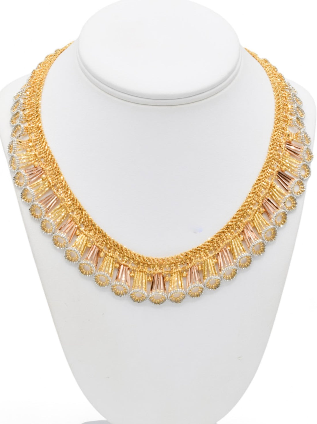 22ct Rose Gold Two Tone Necklace Set - Roop Darshan