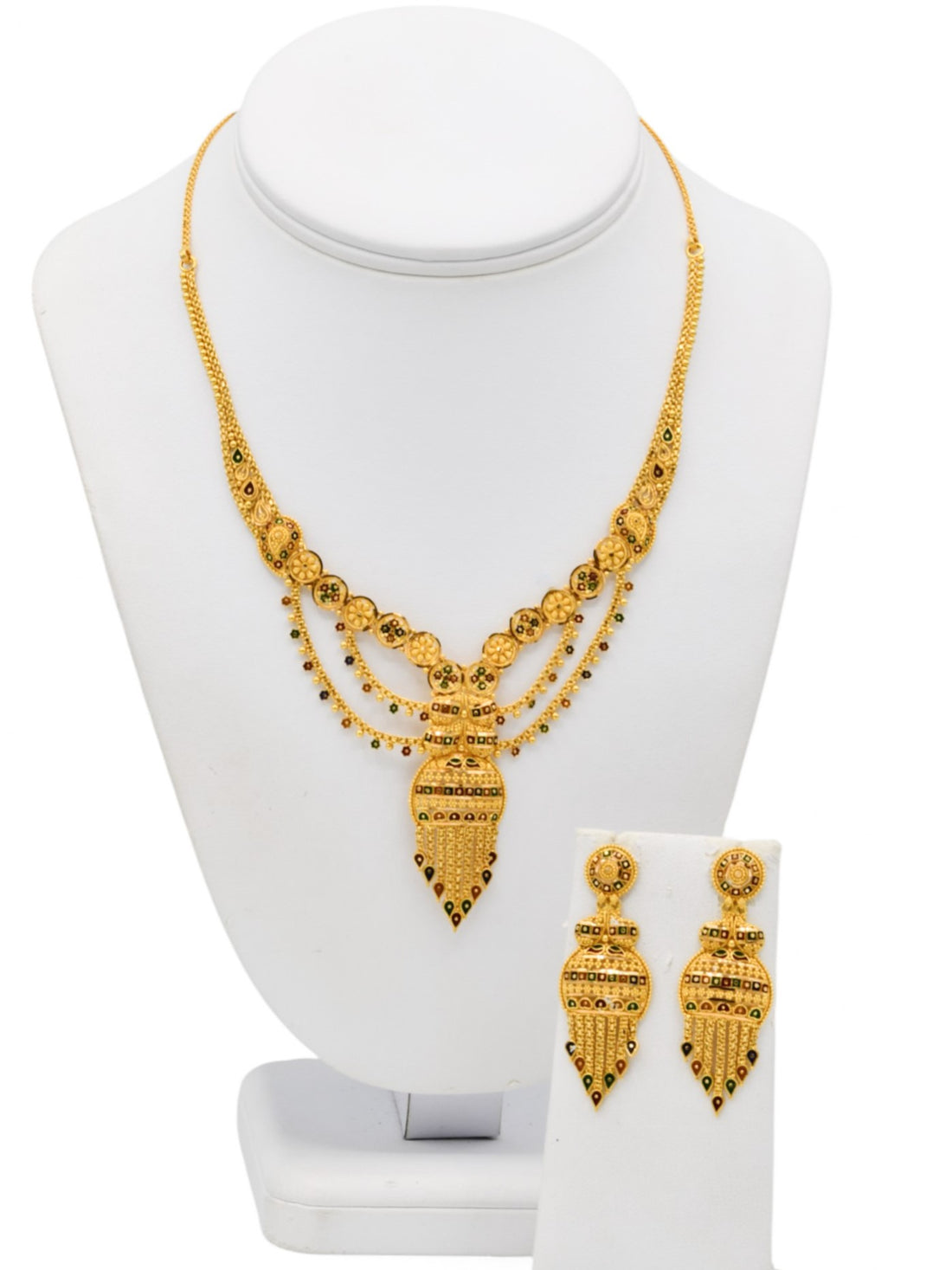 22ct Gold Minakari Necklace Set - Roop Darshan