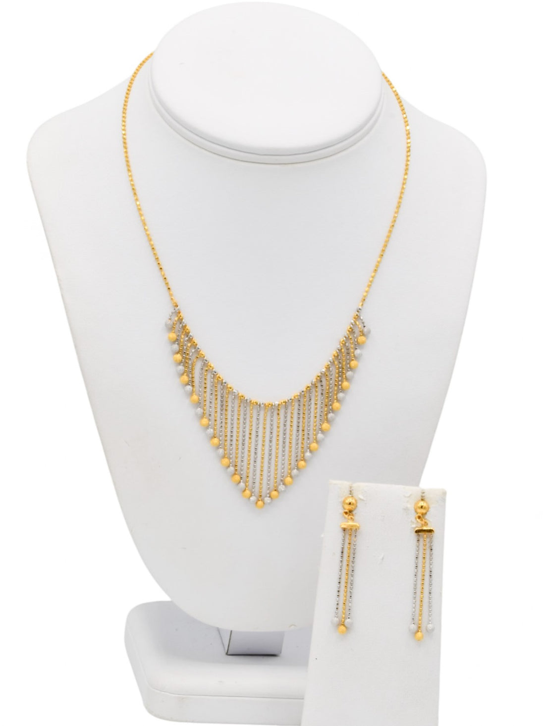 22ct Gold Two Tone Ball Necklace Set - Roop Darshan