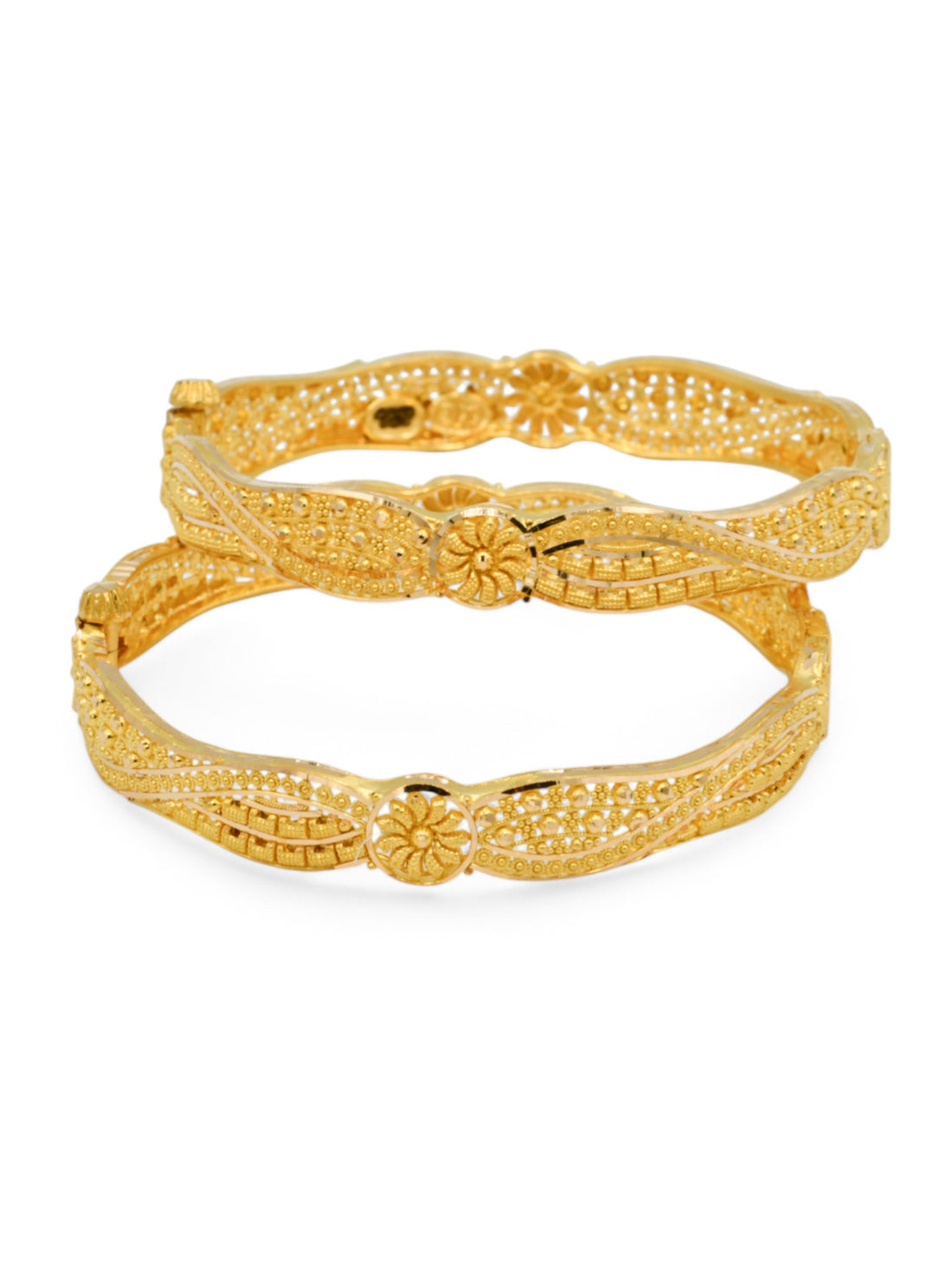 22ct Gold Filigree pair Screw Bangle