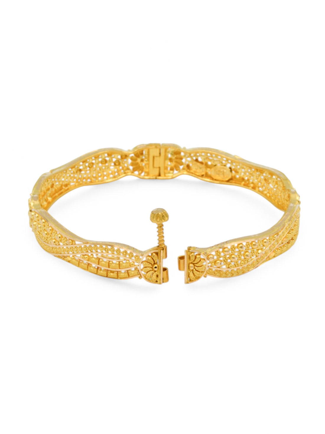22ct Gold Filigree pair Screw Bangle