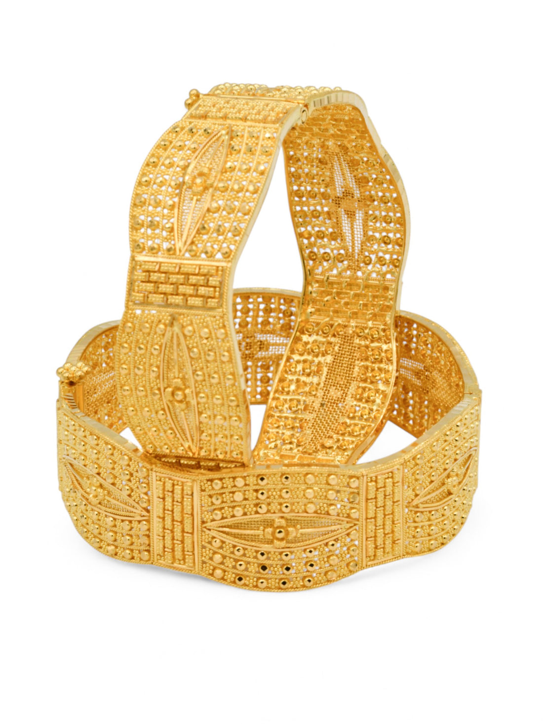 22ct Gold Filigree Patta Screw Pair Bangle