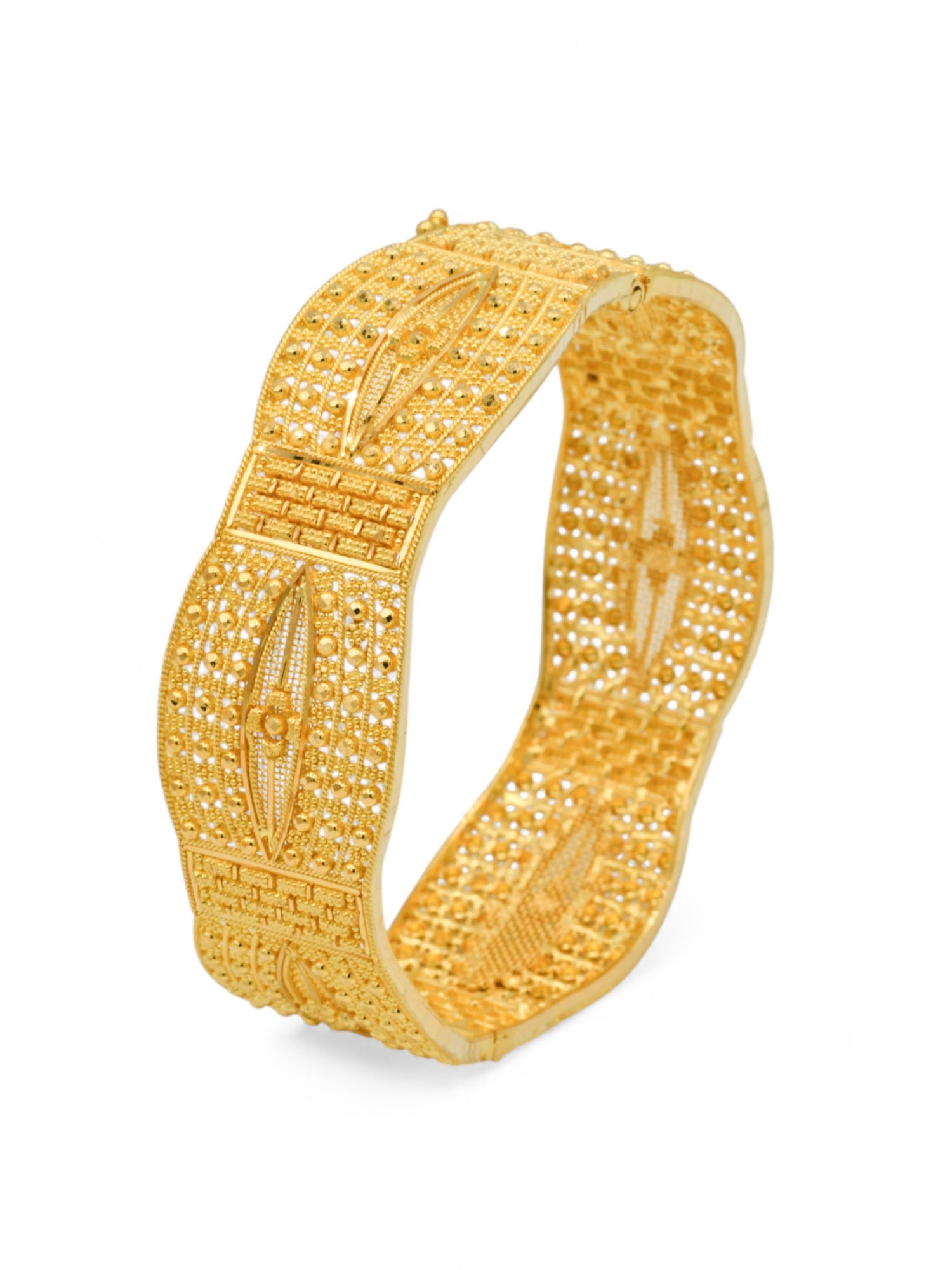22ct Gold Filigree Patta Screw Pair Bangle