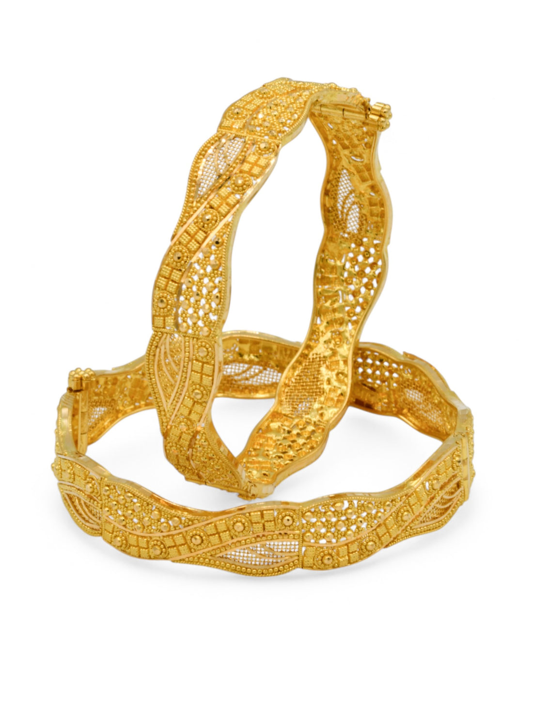 22ct Gold Filigree pair Screw Bangle