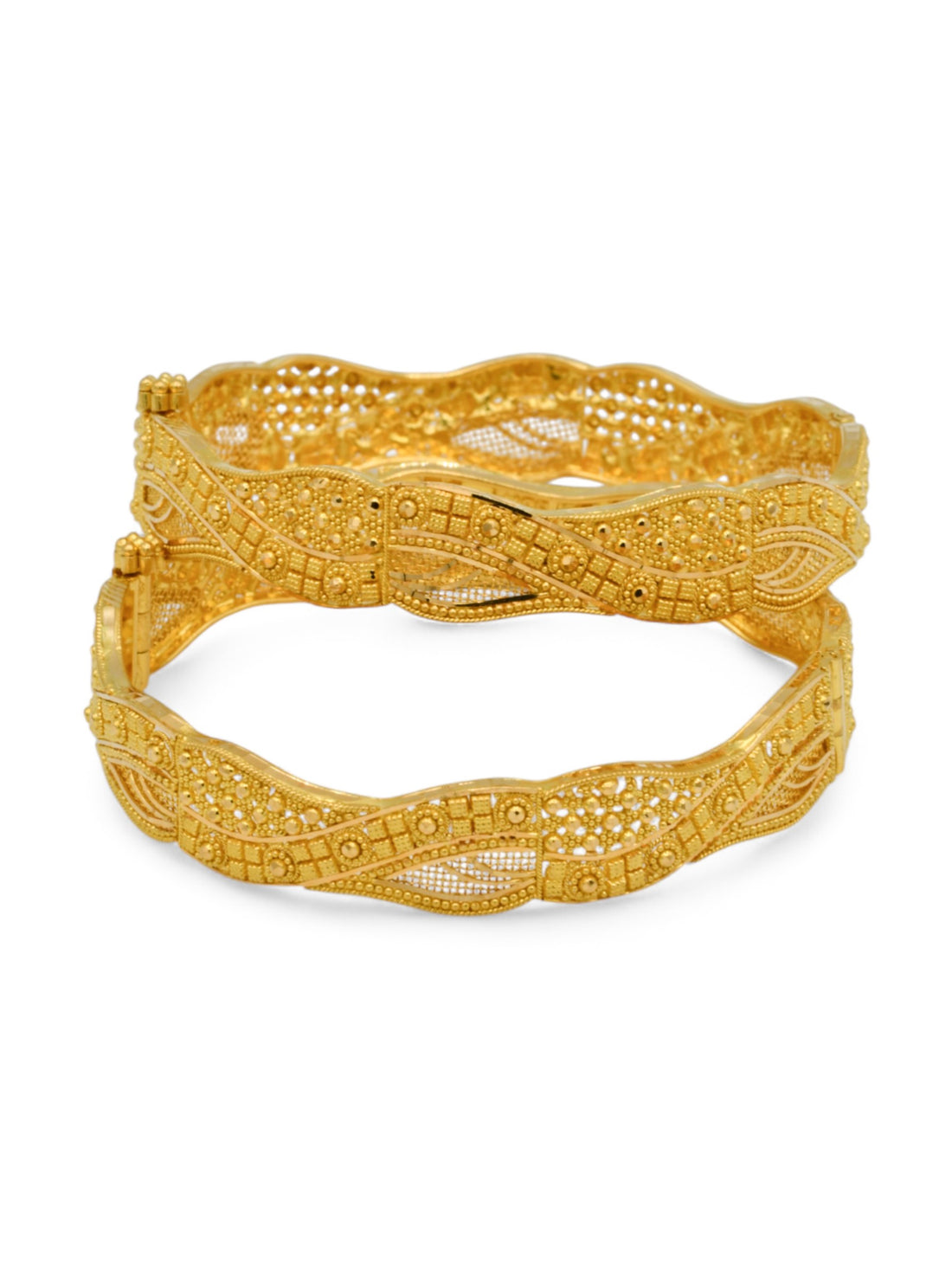 22ct Gold Filigree pair Screw Bangle