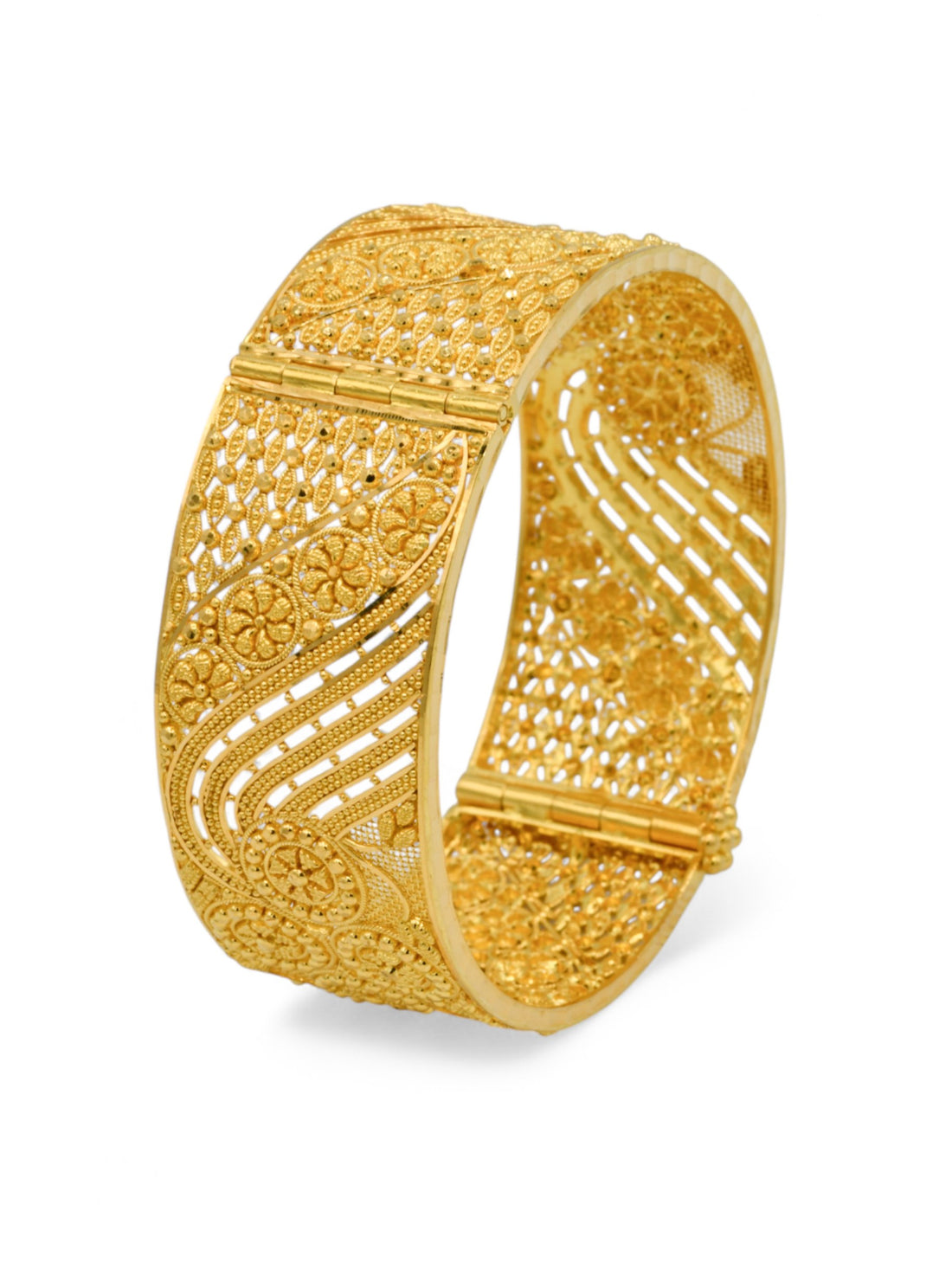22ct Gold Filigree Screw Broad Patta Bangle