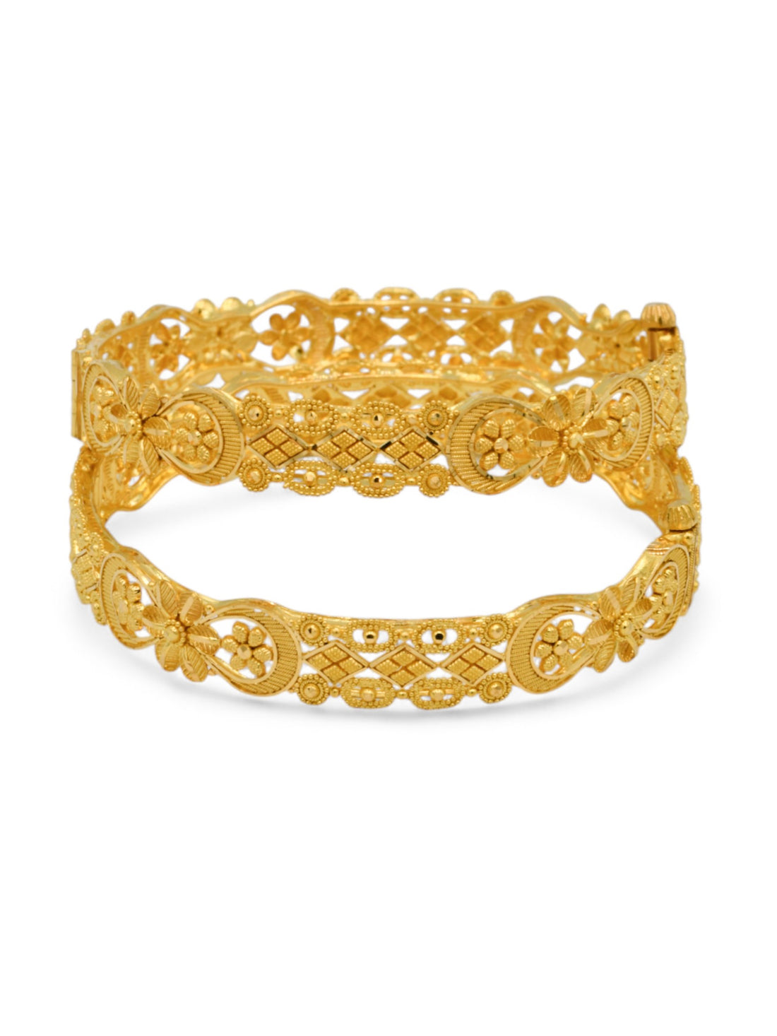 22ct Gold Filigree pair Screw Bangle
