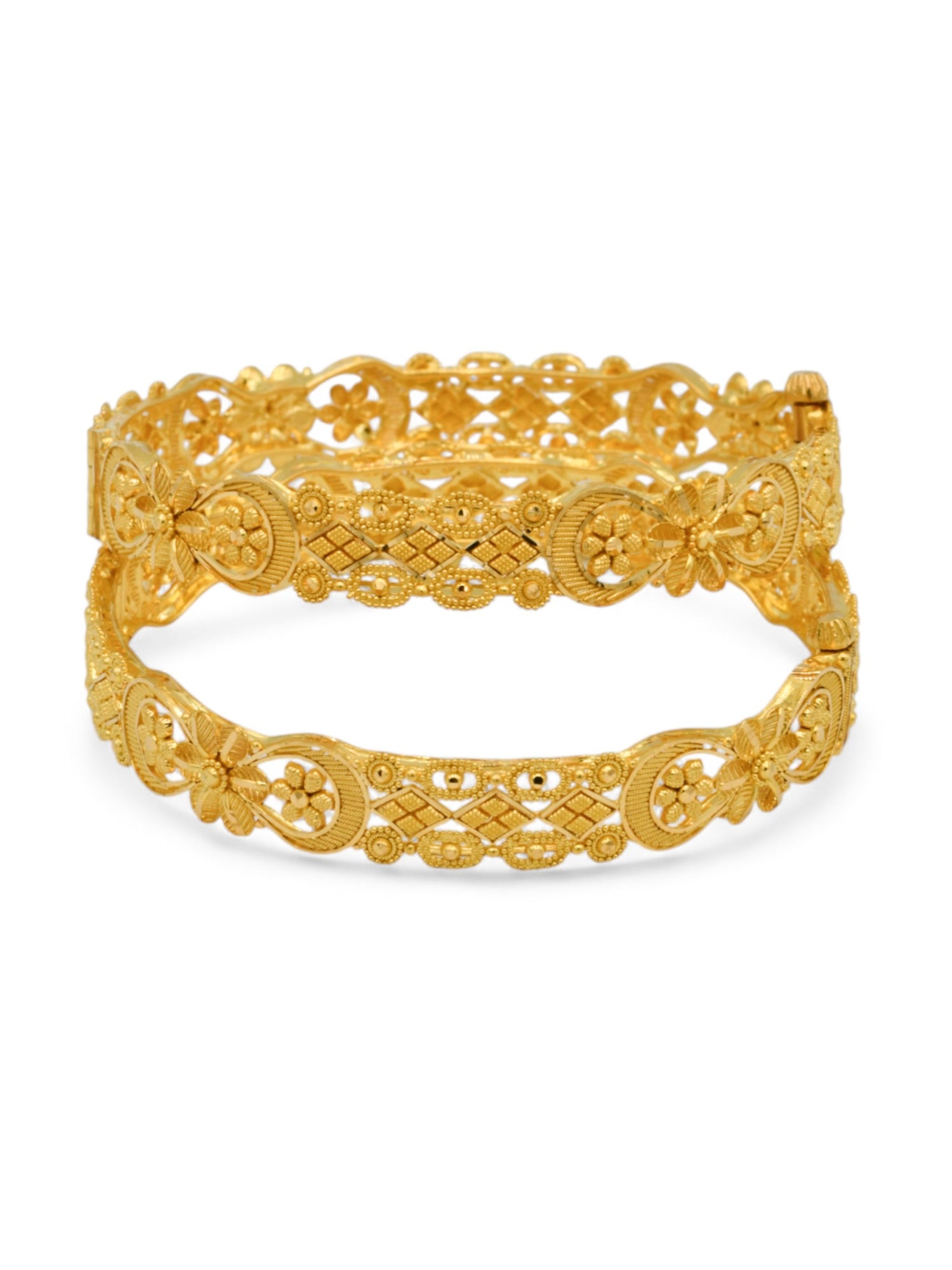 22ct Gold Filigree pair Screw Bangle - Roop Darshan