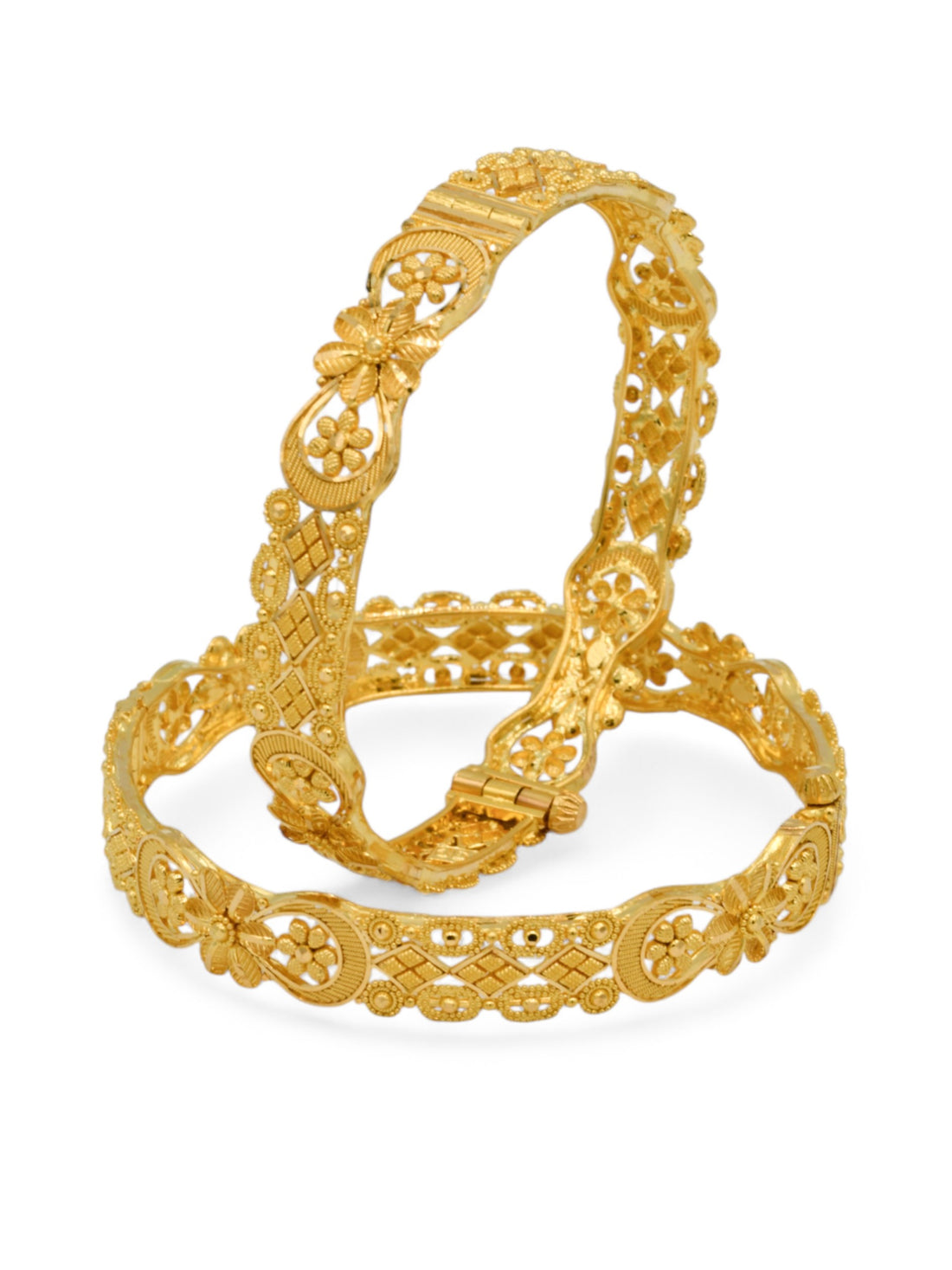 22ct Gold Filigree pair Screw Bangle