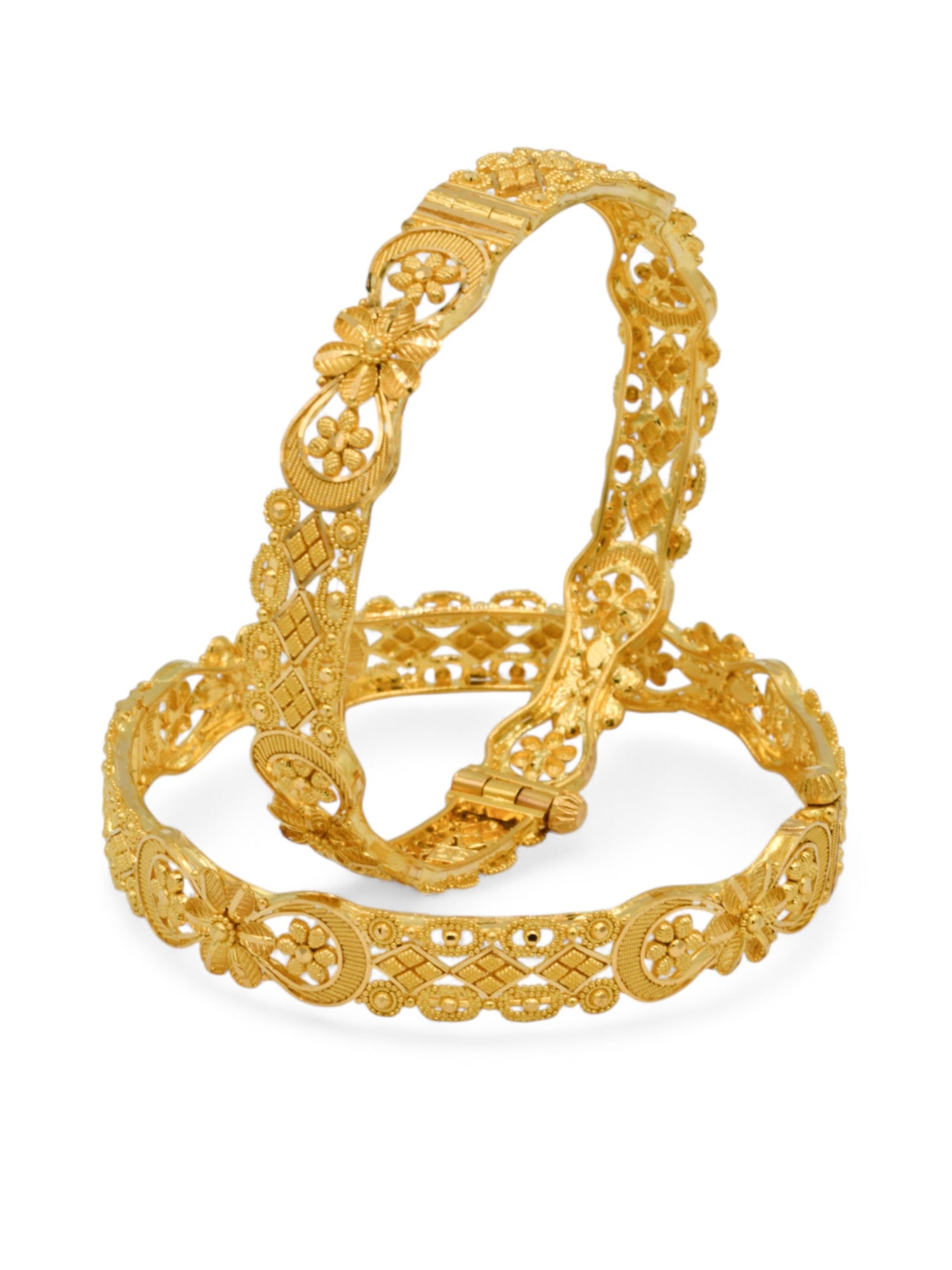 22ct Gold Filigree pair Screw Bangle - Roop Darshan