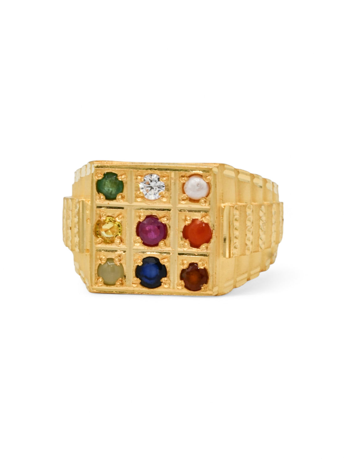 22ct Gold Navaratna Mens Ring - Roop Darshan