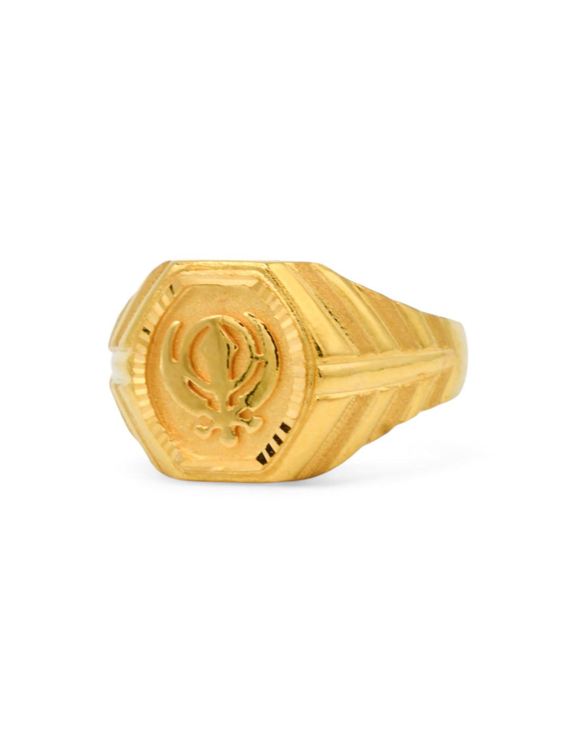 22ct Gold Khanda Mens Ring - Roop Darshan