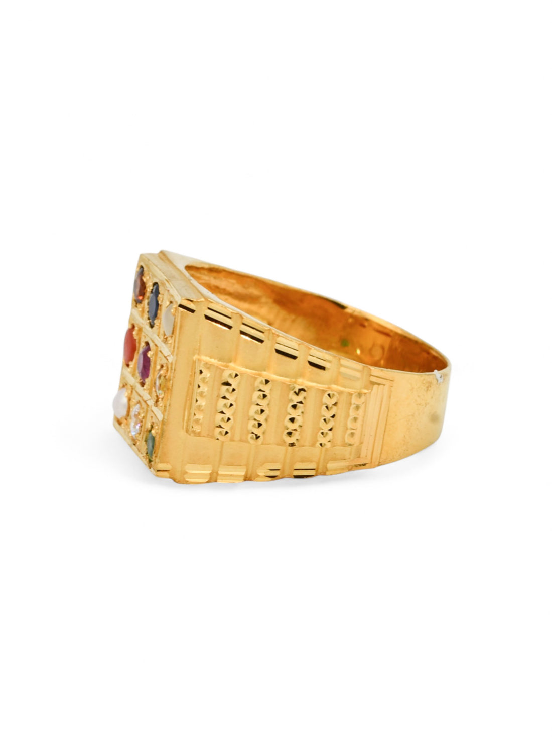 22ct Gold Navratna Mens Ring - Roop Darshan