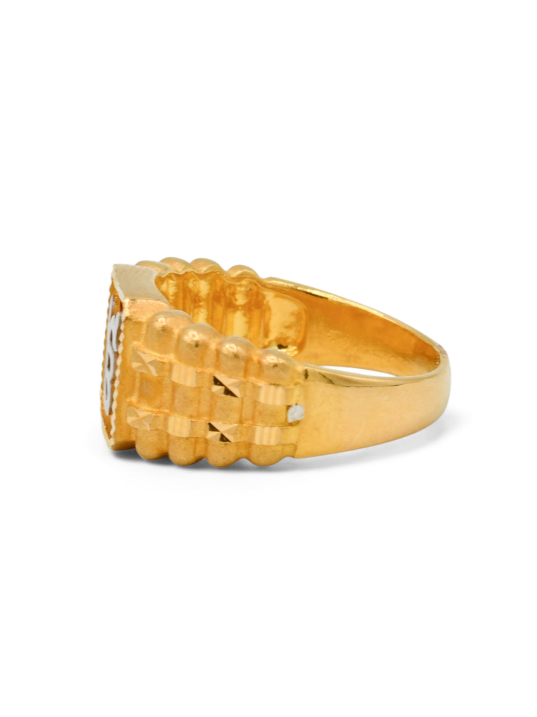 22ct Gold Two Tone Onkar Mens Ring - Roop Darshan