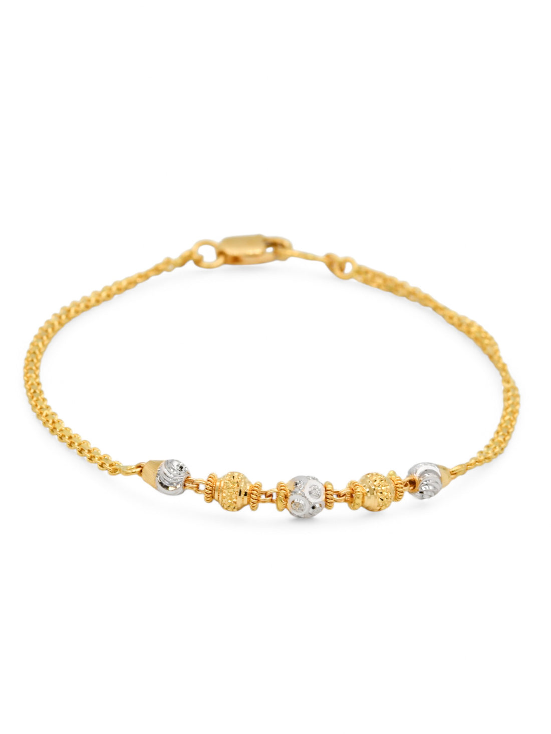 22ct Gold Two Tone Ball Ladies Bracelet