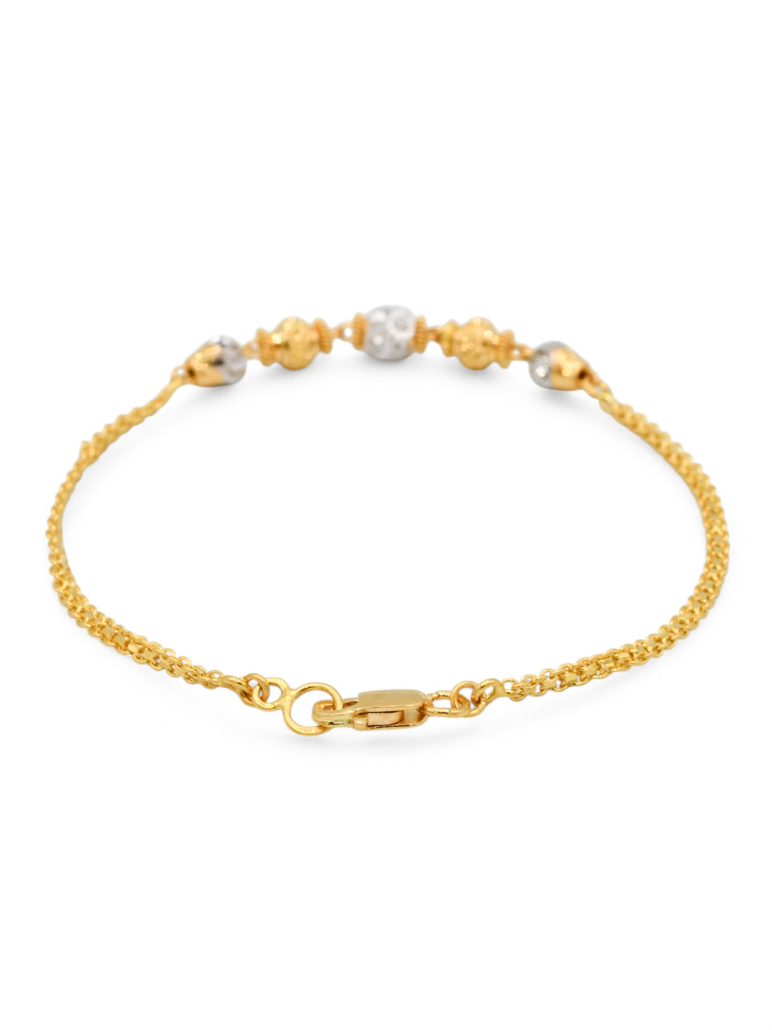 22ct Gold Two Tone Ball Ladies Bracelet