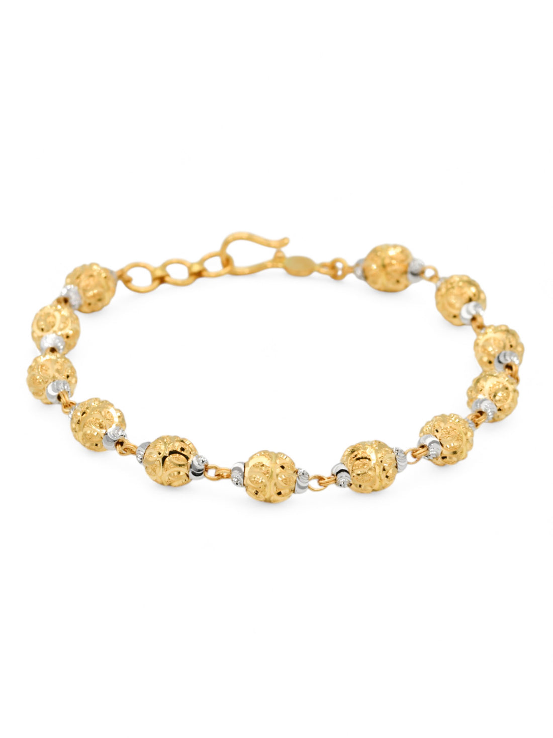 22ct Gold Two Tone Ball Ladies Bracelet